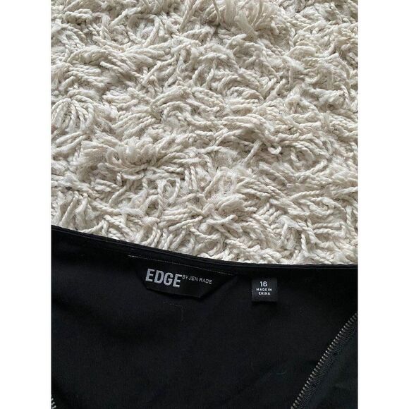 Edge By Jen Rade Top Blouse Black Zippered Half Zip Size 16 - Picture 4 of 5